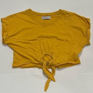 Urban Outfitters Golden Tie-Front Crop Top Small
